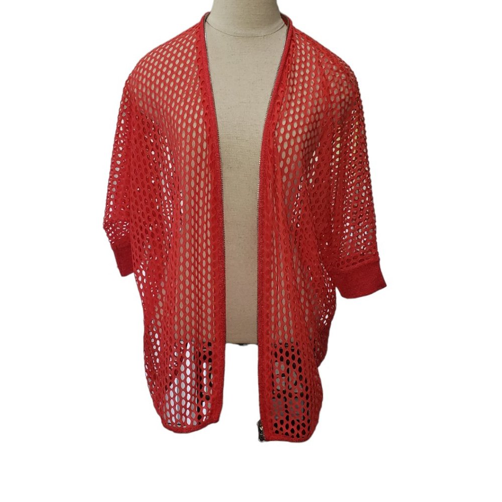 CT491a  Alberto Makali Persimmon Short Sleeve Zipper Netted Jacket L